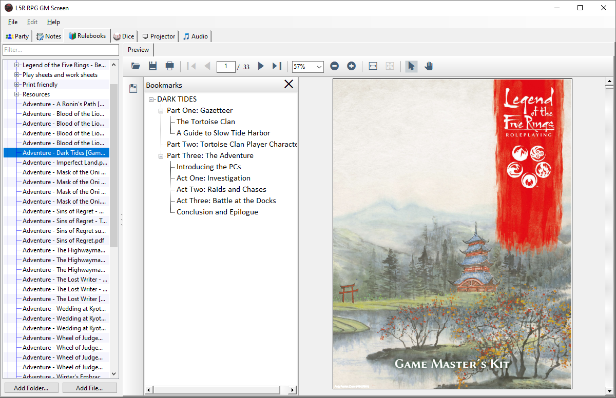 L5R RPG GM Screen